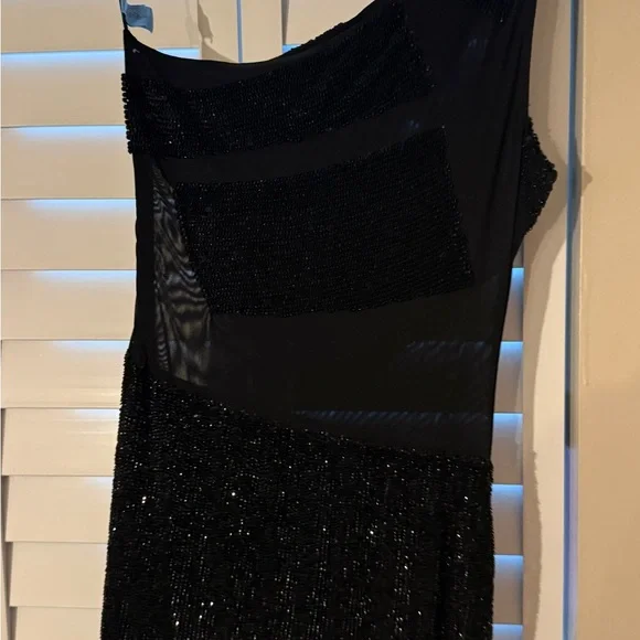 Cult Gaia Black Sequin Ruched One Shoulder Dress - Picture 5 of 8